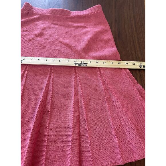 J.S.S womens knitwear skirt P pink pleated short stretch classic U.S.A wool - Picture 5 of 7